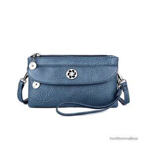 Vegan Leather Crossbody Bag Wristlet Clutch Mini Purse Adjustable Strap